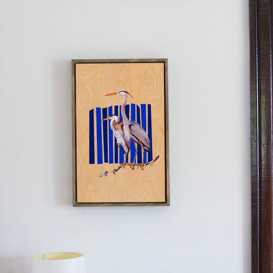 Great Blue Heron Wooden Poster