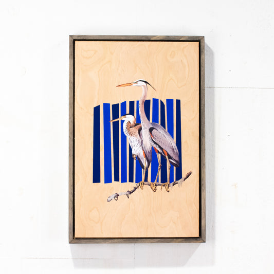 Great Blue Heron Wooden Poster